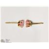 Image 2 : 14KT YELLOW GOLD PINK CZ HEART SHAPED EARRINGS
