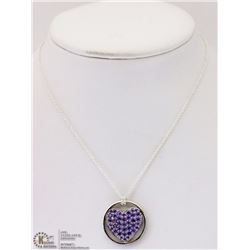 ST SILVER CRYSTAL PURPLE HEART PENDANT W/ CHAIN