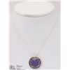 Image 1 : ST SILVER CRYSTAL PURPLE HEART PENDANT W/ CHAIN