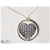 Image 3 : ST SILVER CRYSTAL PURPLE HEART PENDANT W/ CHAIN