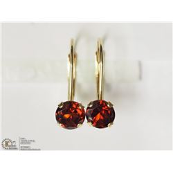 14KT YELLOW GOLD GARNET EARRINGS