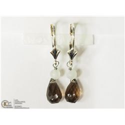 STERLING SILVER SMOKEY QUARTZ BEAD EARRINGS