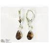Image 2 : STERLING SILVER SMOKEY QUARTZ BEAD EARRINGS