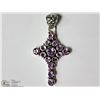 Image 1 : STERLING SILVER AMETHYST CROSS PENDANT