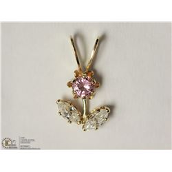 14KT YELLOW GOLD CZ FLOWER SHAPED PENDANT