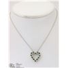 Image 1 : ST SILVER NECKLACE W/ EMERALD HEART PENDANT