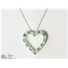 Image 2 : ST SILVER NECKLACE W/ EMERALD HEART PENDANT