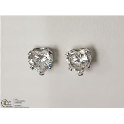 14KT WHITE GOLD CZ HEART SHAPED EARRINGS