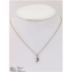 ST SILVER NECKLACE W/ DIAMOND MOON SHAPED CHARM