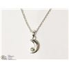 Image 2 : ST SILVER NECKLACE W/ DIAMOND MOON SHAPED CHARM
