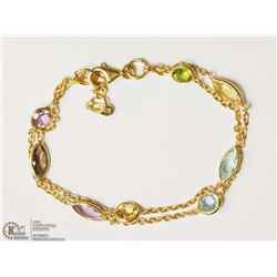 STERLING SILVER GOLD PLATED GEMSTONE BRACELET
