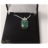 Image 1 : 72-NATURAL EMERALD & CZ .925 STERLING SILVER PENDANT