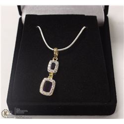 88-GENUINE AMETHYST & CZ .925 STERLING SILVER
