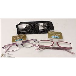 LOT OF 3 READING GLASSES +2.00