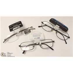 LOT OF 3 READING GLASSES +1.25