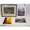 Image 1 : LOT OF 4 ARTWORK WITH CERTIFICATE, 1 FRAMED