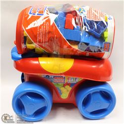 PULL MEGA BLOCKS KIDS WAGON W/BLOCKS