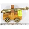Image 1 : HAND CRAFTED WOOD CANNON WITH BRASS WHEELS