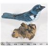 Image 1 : HANDCARVED AND PAINTED BLUE JAY BIRD ON STAND