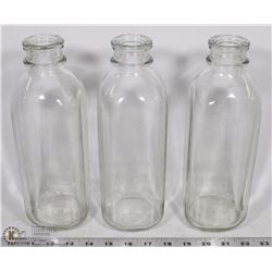 VINTAGE SET OF 3 GLASS MILK BOTTLES