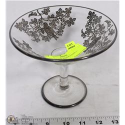 1935 TIFFANY SILVER OVERLAY GLASS COMPOTE