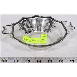 1935 TIFFANY SILVER OVERLAY GLASS BOWL