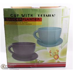CUP AND SAUCER PLANTERS