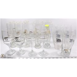 BOX OF GREY CUP & OLYMPIC GLASSES