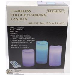 3PK REMOTE CONTROL PILLAR CANDLES