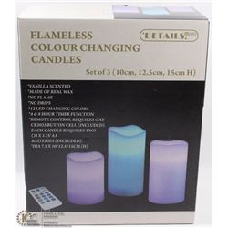 3PK REMOTE CONTROL PILLAR CANDLES