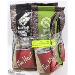 5 TIM HORTONS DARK ROAST 400G  AND DECAF. COFFEE