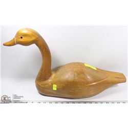 LARGE WOOD CARVED GOOSE 22"LONGX12" HIGH