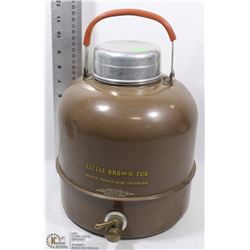 LITTLE BROWN JUG WITH WHITE PORCELAIN INTERIOR