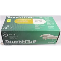 BOX OF 100 TOUCH N TUFF FOOD COMPIANT LATEX GLOVE
