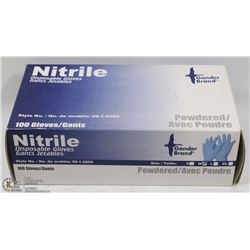 BOX OF 100 NITRILE POWDERED LATEX GLOVES SIZE MED