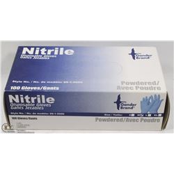 BOX OF 100 NITRILE POWDERED LATEX GLOVES SIZE MED