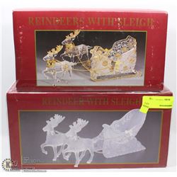 LOT OF 2 REINDEER & SLEIGH DECORATIONS