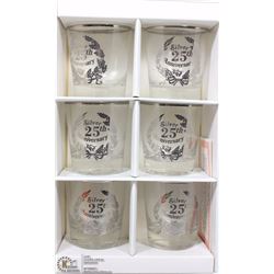 SET OF 6 TUMBLERS - 25TH SILVER ANNIVERSARY