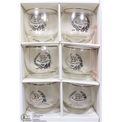 SET OF 6 TUMBLERS - 25TH SILVER ANNIVERSARY