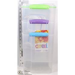 LOT OF 3 PLASTIC CEREAL STORAGE CONTAINERS