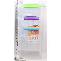 LOT OF 3 PLASTIC CEREAL STORAGE CONTAINERS