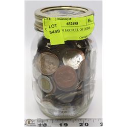 OLD MASON JAR FULL OF COINS