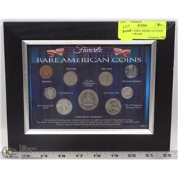 FAVORITE RARE AMERICAN COINS W/ COA IN FRAME