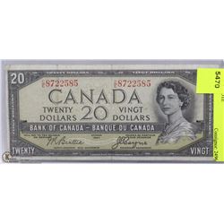 CANADIAN 1954 DEVILS FACE $20 BANK NOTE