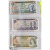 Image 1 : SHEET OF 3 CANADIAN 1970'S UNC $5,$10,$20