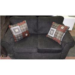 NEW SAGE/DK GREEN FABRIC LOVESEAT W/ ACCENT