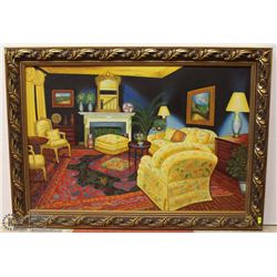 FRAMED ART DECO LIVING ROOM ON CANVAS