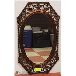 FANCY COPPER TONED WALL MIRROR 27 X 15