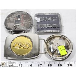 LOT OF 4 ASSORTED METAL BELT BUCKLES