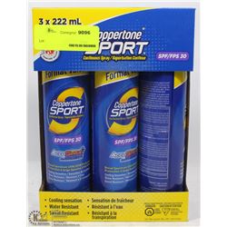 BOX OF 3 CANS OF COPPERTONE SPORT SPRAY
